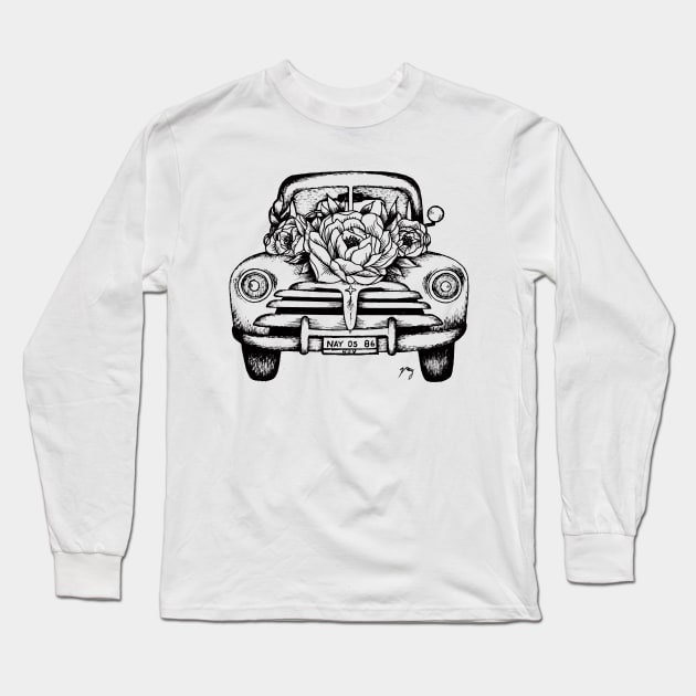 Floral Vintage Car II Long Sleeve T-Shirt by Akbaly